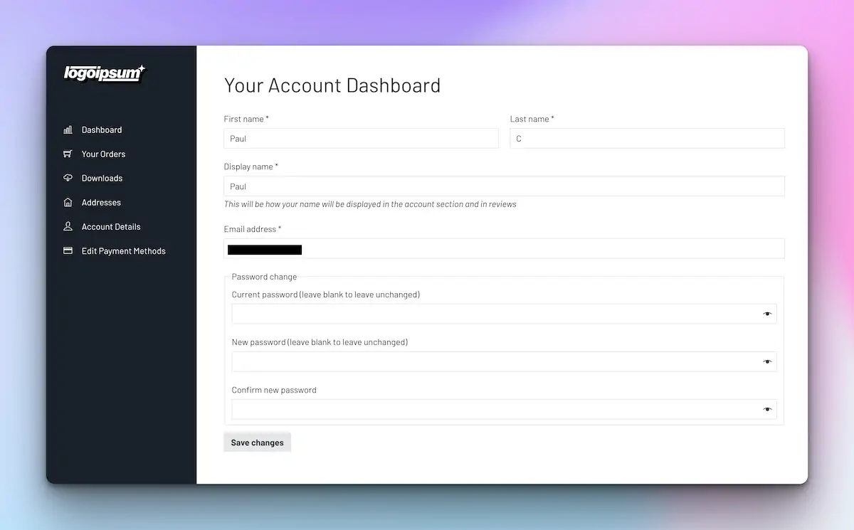 User-friendly account dashboard interface on a website.