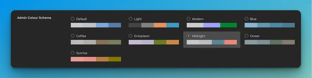 Color scheme options for user interface settings.