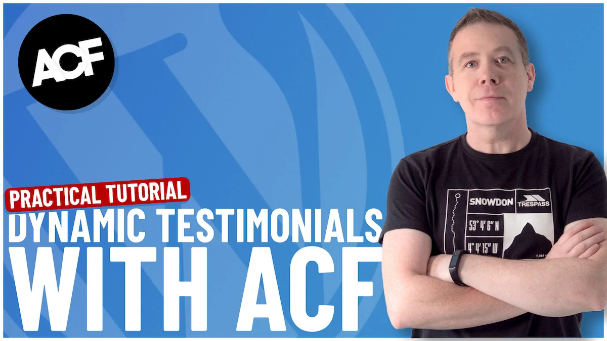 Man presenting ACF tutorial on dynamic testimonials.