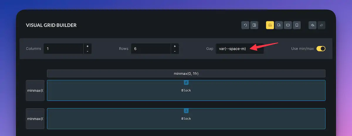bricks visual grid builder variables