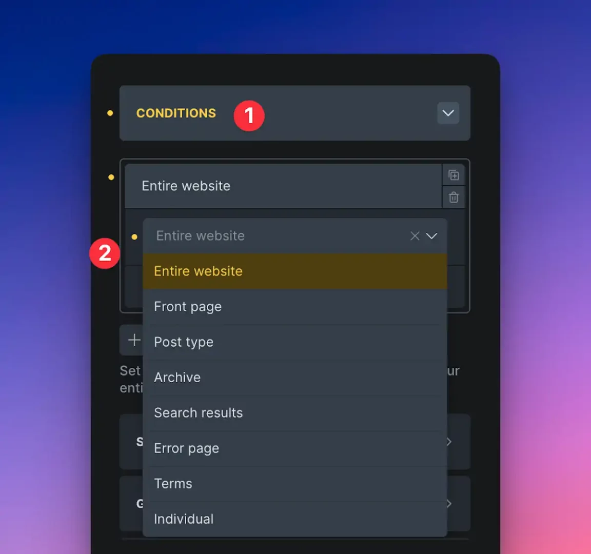 Bricks Builder 2.0 Theme Styles Conditions